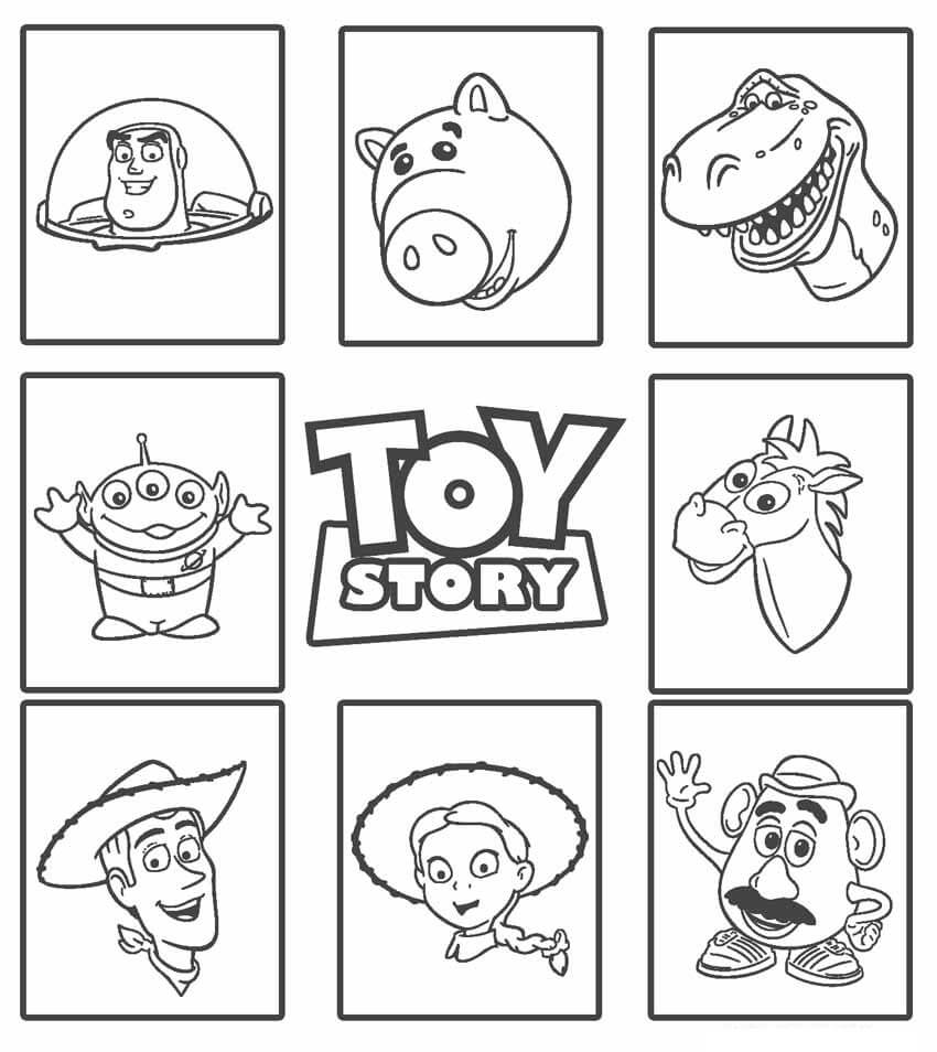Oito personagens de Toy Story para colorir