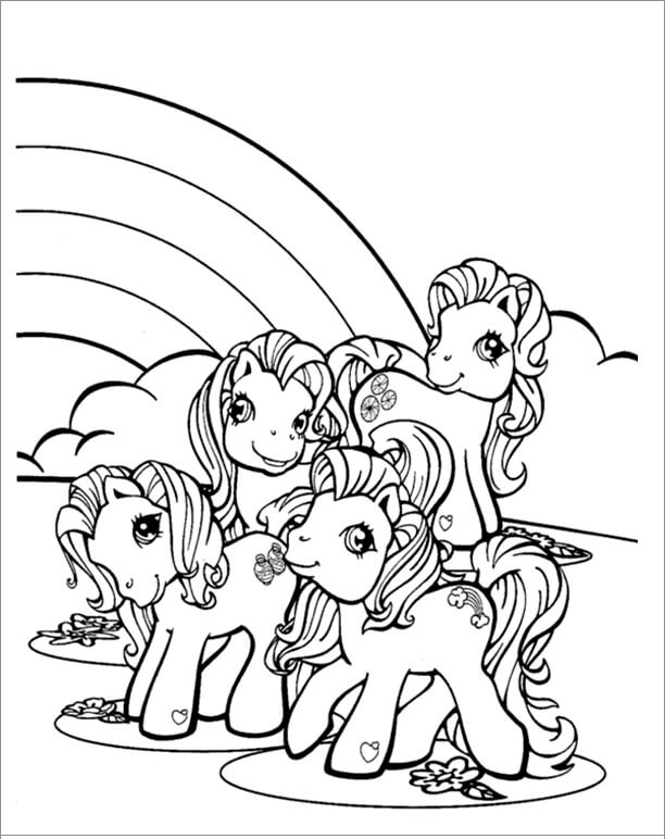 Quatro personagens de My Little Pony para colorir