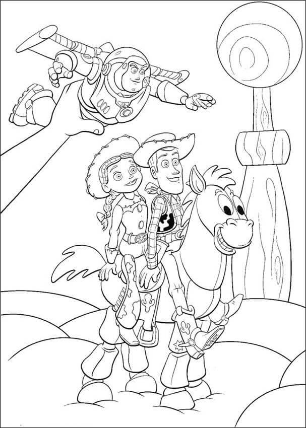 Desenhos de Quatro personagens de Toy Story para colorir