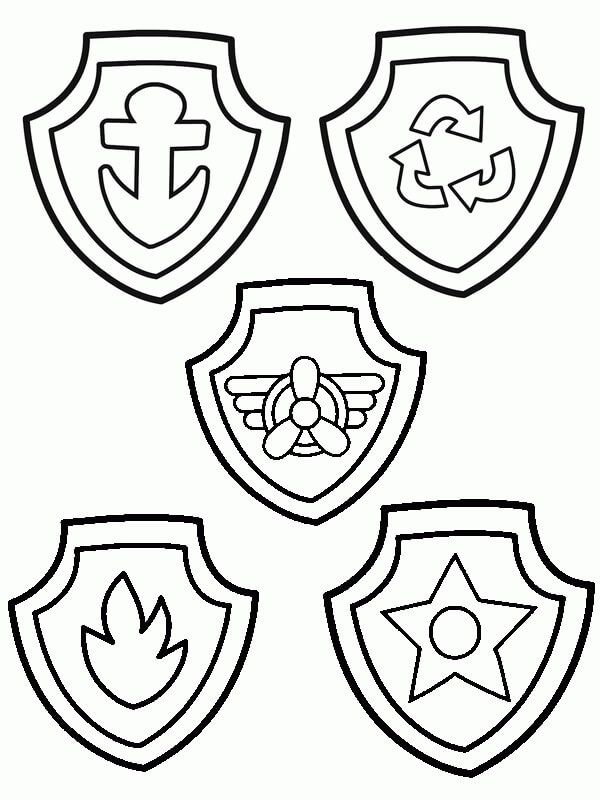 Desenhos de Quatro Símbolos da Patrulha Canina para colorir