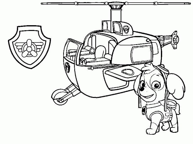 Desenhos de Skye e seu Helicóptero para colorir