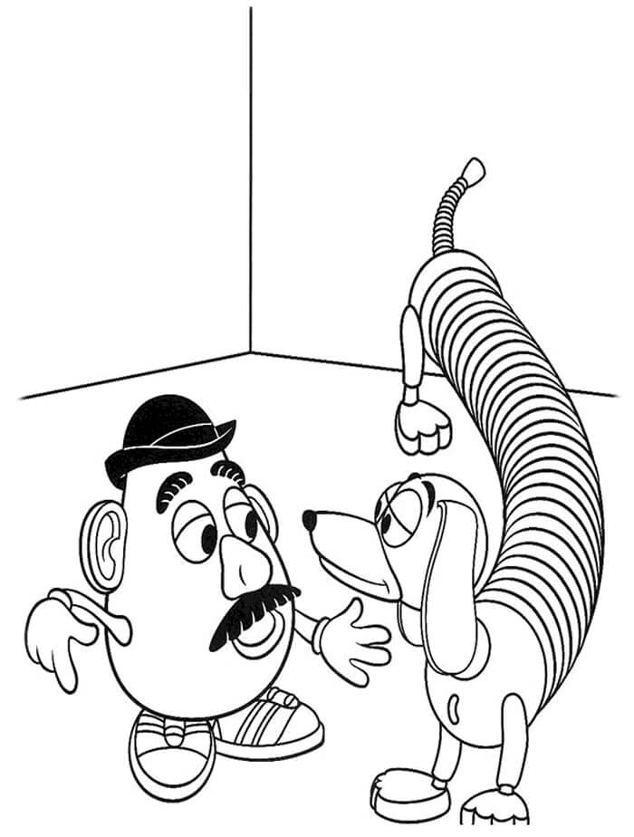 Slinky Slinky Dog e Sr. Cabeça de Batata para colorir
