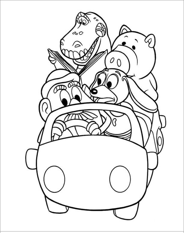 Desenhos de Sr. Cabeça de Batata e Amigos Dirigindo Carro para colorir