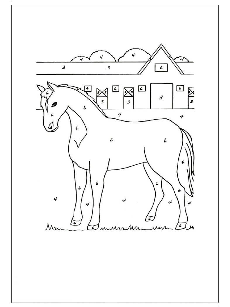 Desenhos de Cavalo Cor por Número para colorir