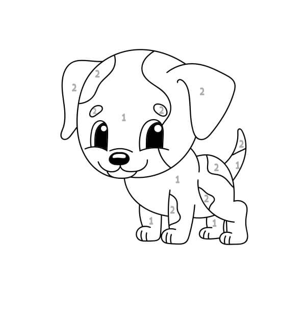 Desenhos de Cor do Cão pelo Número para colorir