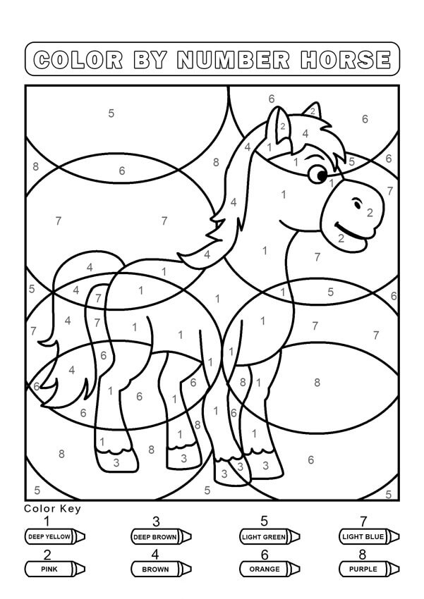 Desenhos de Cor do Cavalo por Número para colorir