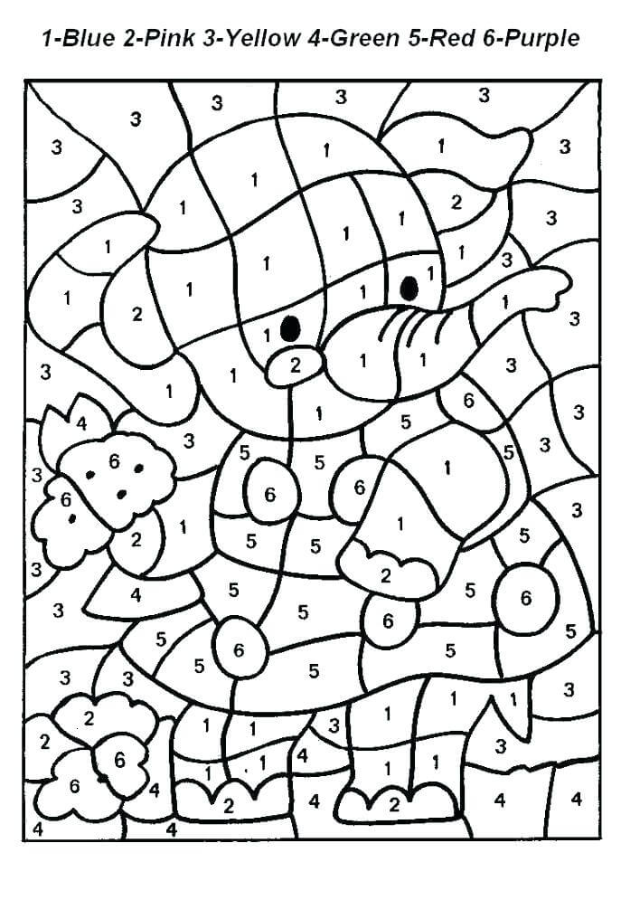 Desenhos de Cor do Elefante por Número para colorir