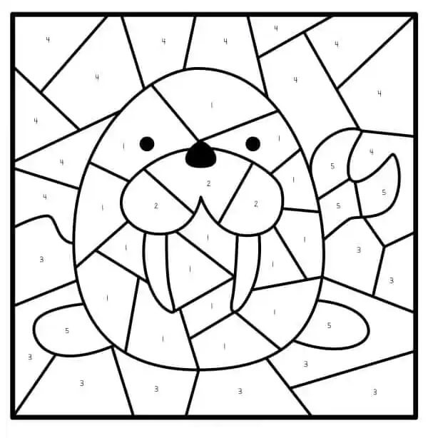 Desenhos de Cor do Leão Marinho por Número para colorir
