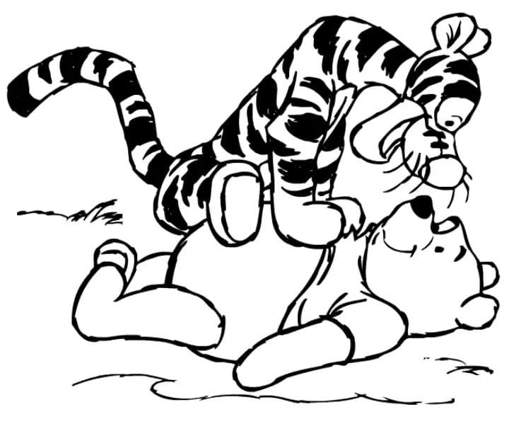 Desenhos de Desenhar Pooh e Tigre para colorir