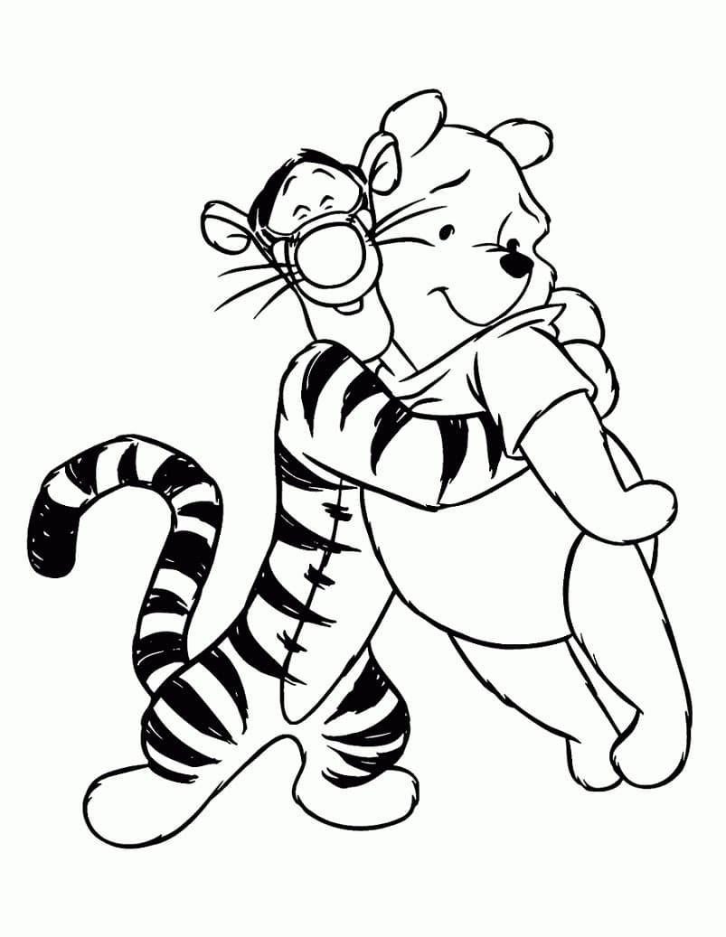 Desenhos de Desenhar Tigre e Ursinho Pooh para colorir