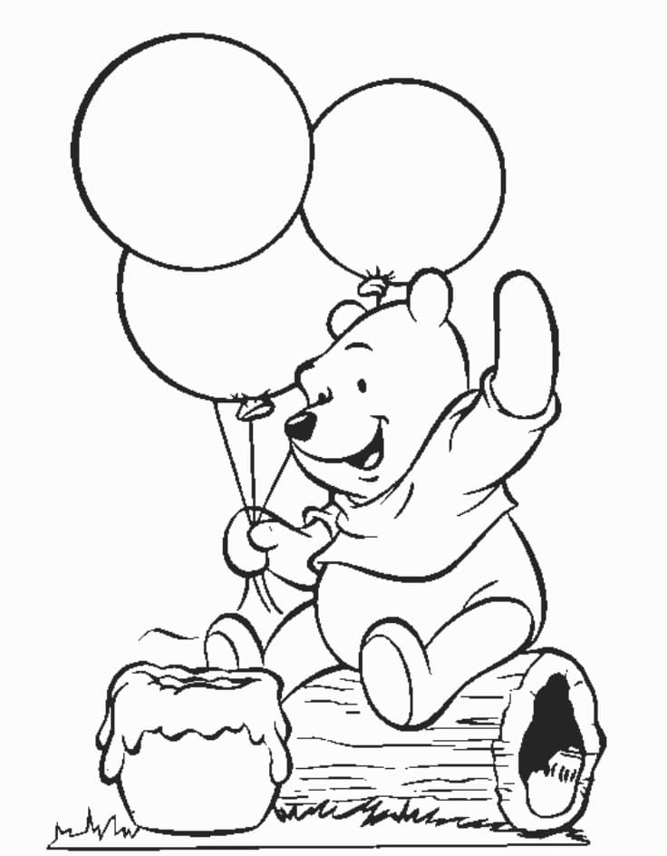 Desenhos de Desenhar Ursinho Pooh Aniversário para colorir