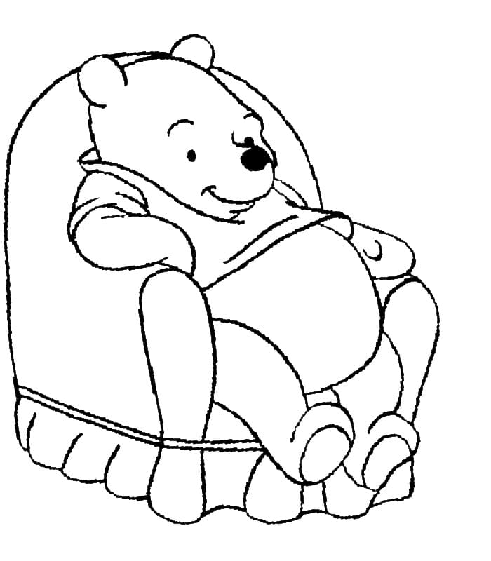 Desenhos de Desenhe Ursinho Pooh na cadeira para colorir