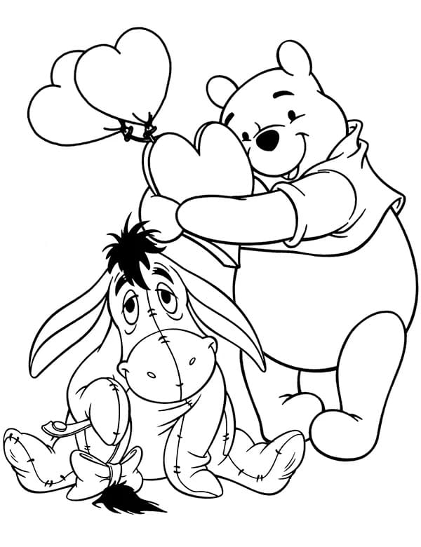 Desenhos de Desenhe o Pooh com o Eeyore para colorir