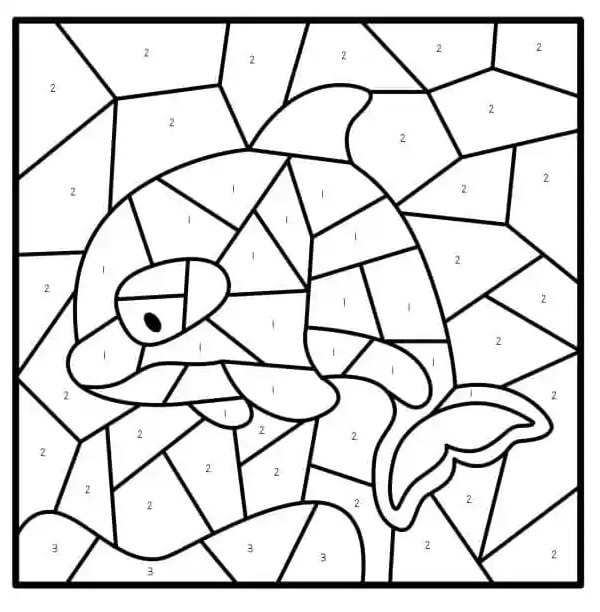 Desenhos de Golfinho Cor por Número para colorir