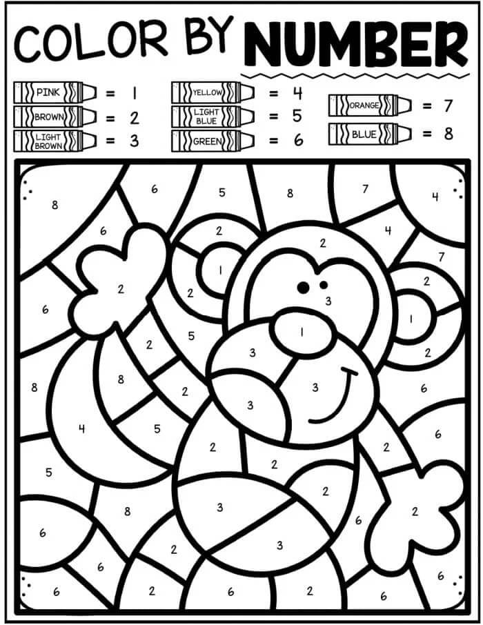 Desenhos de Macaco Colorir por Número para colorir