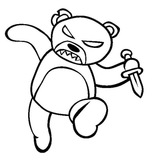 Monstro Assustador Teddy Bear Segurando uma Faca para colorir