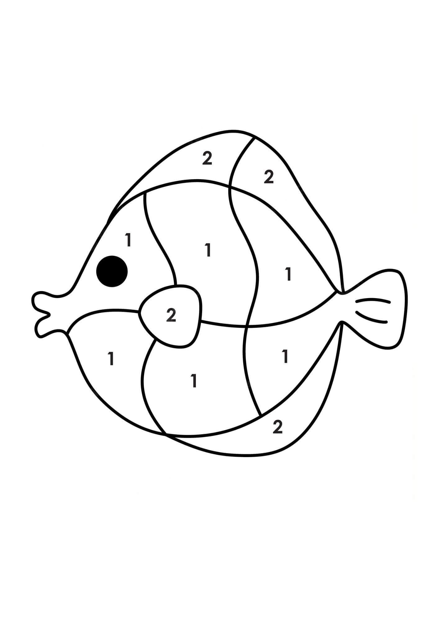 Desenhos de Peixe Cor por Número para colorir