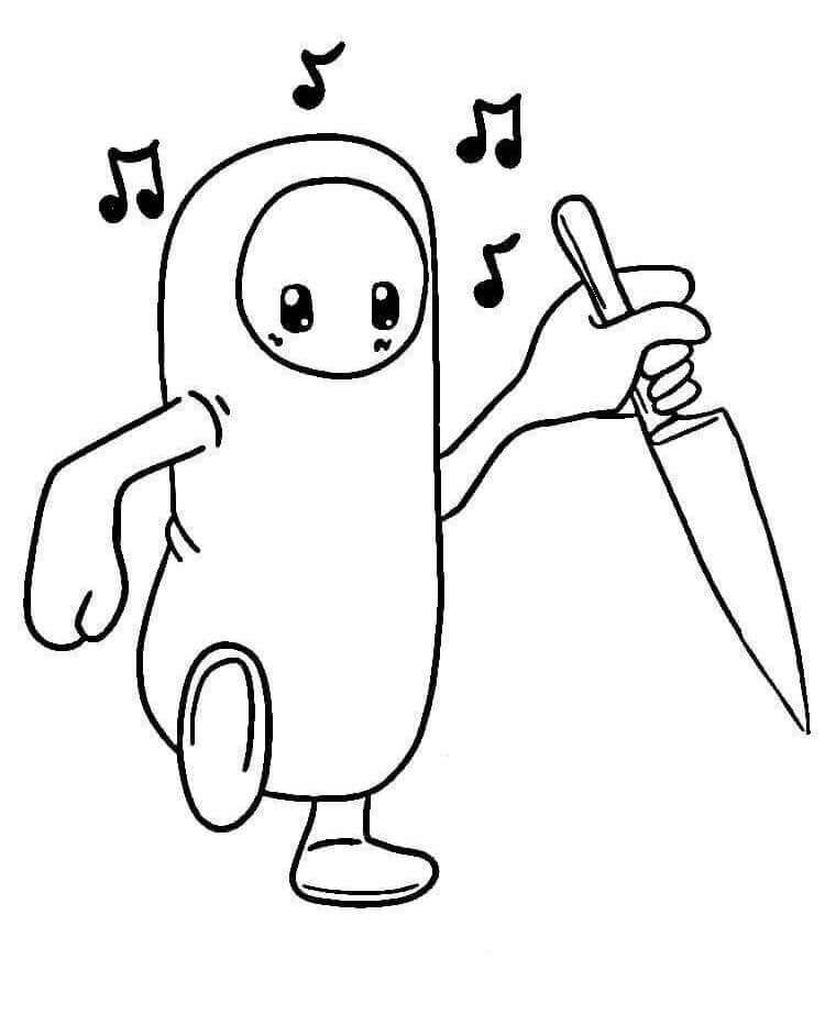 Desenhos de Personagem com Knife Fall Guys para colorir