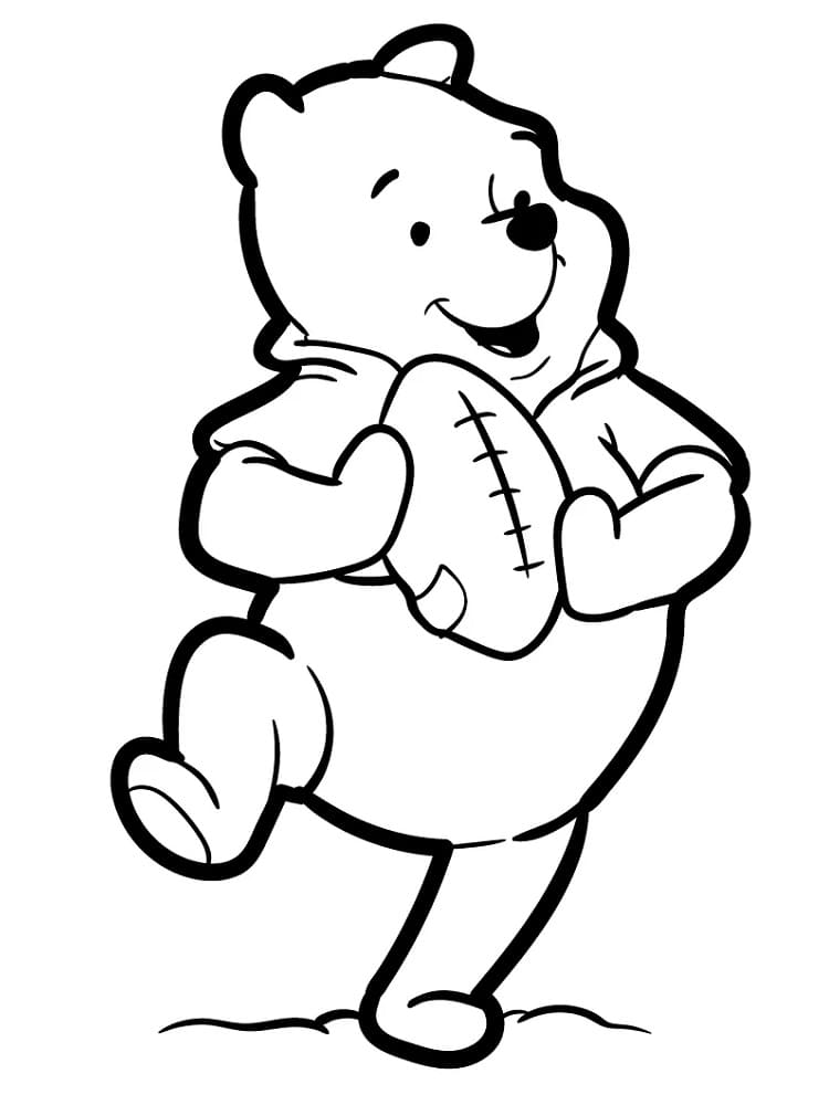 Desenhos de Ursinho Pooh com uma bola para colorir