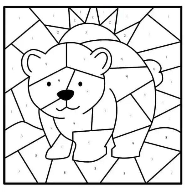 Urso Cor por número para colorir