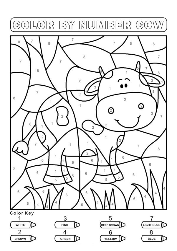 Desenhos de Vaca para Colorir com Números para colorir