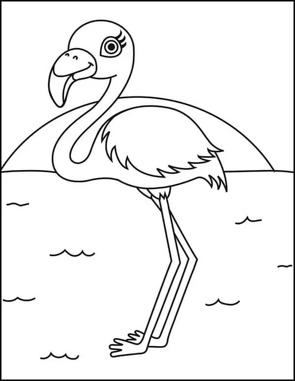 Adorável Flamingo para colorir