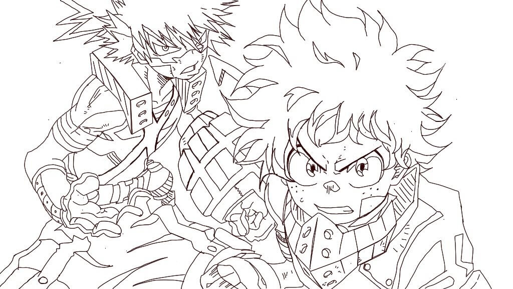 Desenhos de Bakugo e Deku com Raiva para colorir