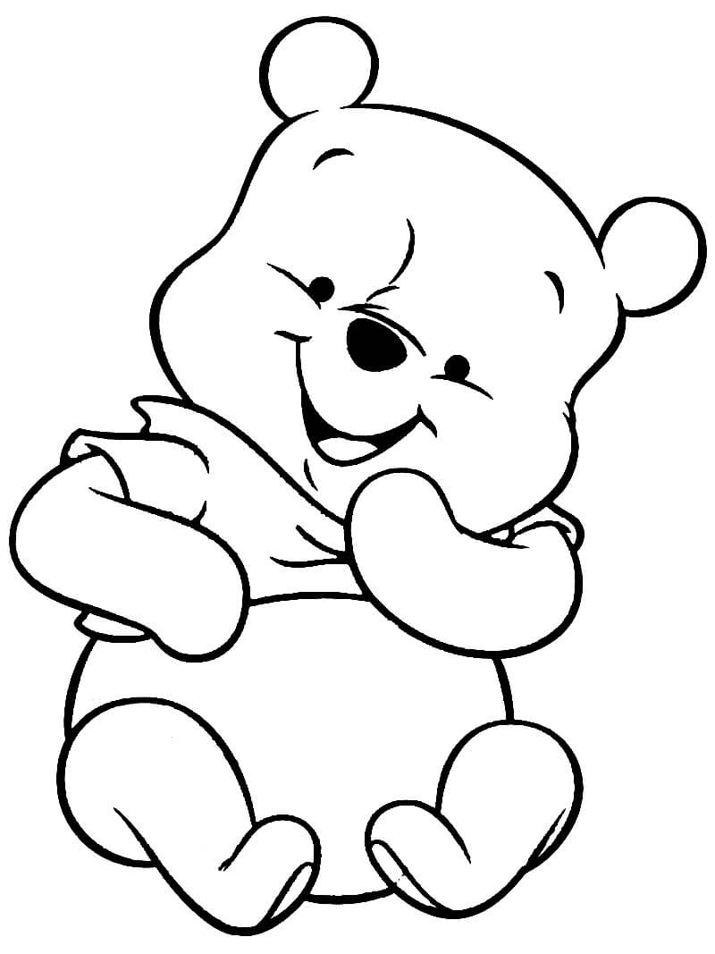 Desenhos de Bebê Ursinho Pooh Sentado para colorir