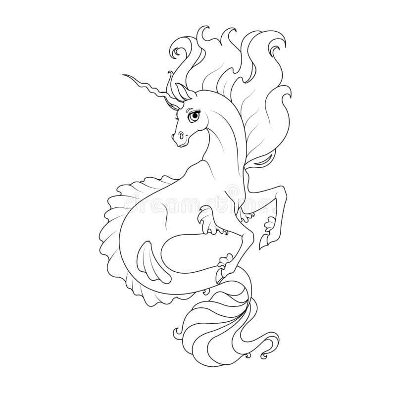 Desenhos de Belo Cavalo-marinho Unicórnio para colorir