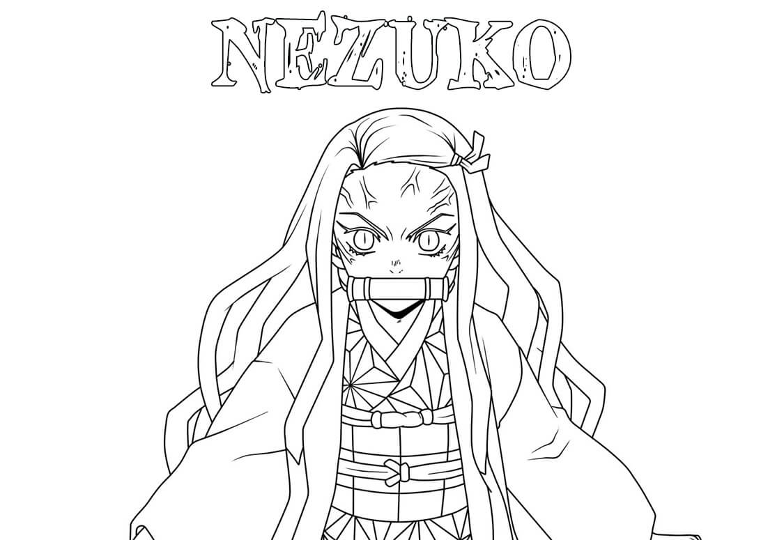 Desenhos de Cara de Nezuko com Raiva para colorir