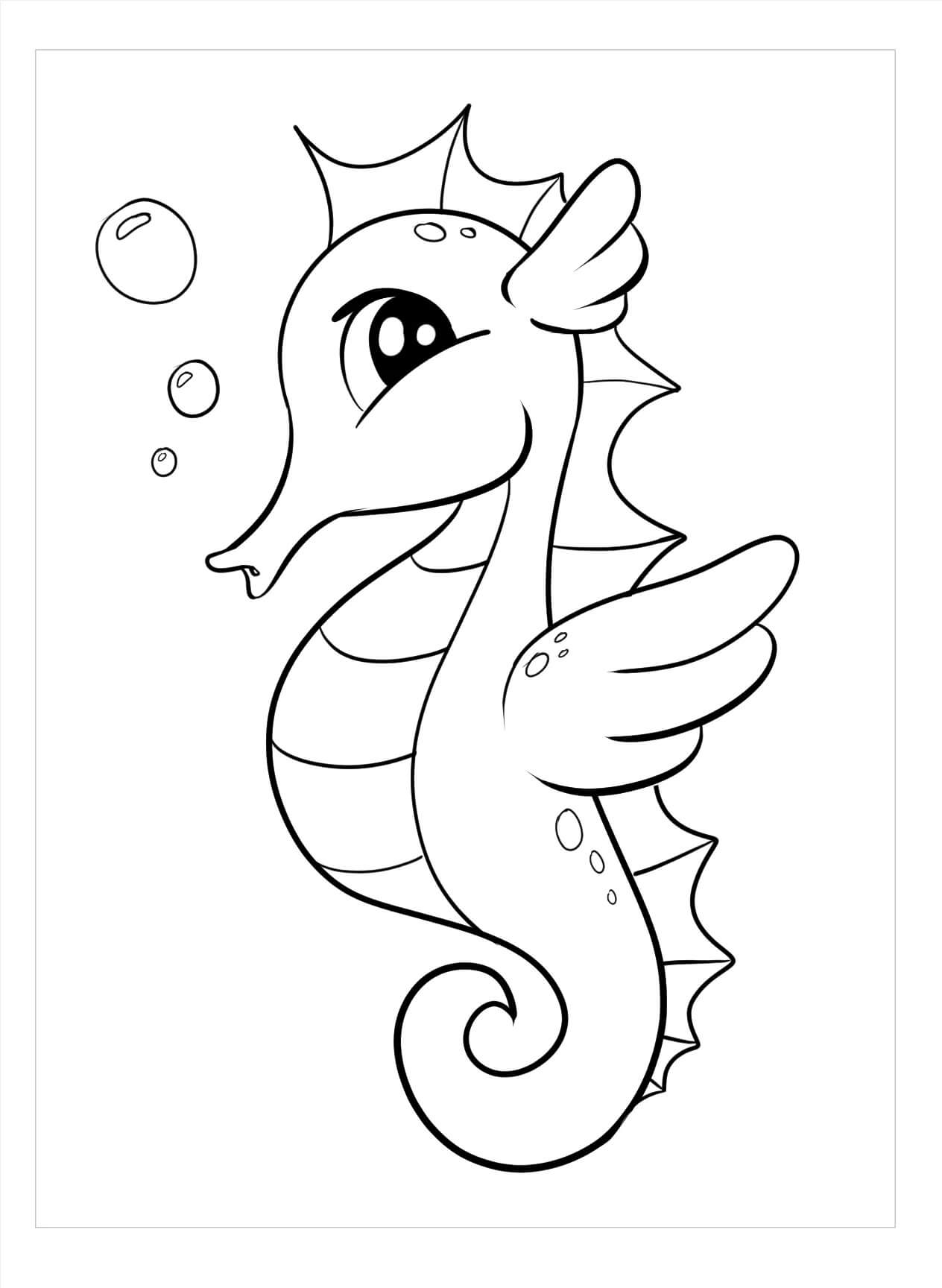 Desenhos de Cavalo-marinho Adorável para colorir