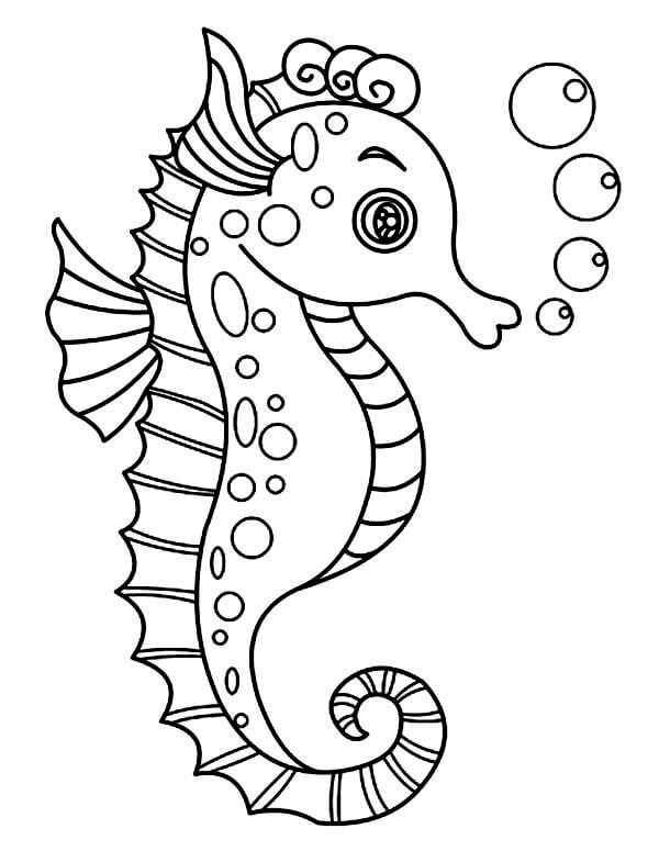 Desenhos de Cavalo marinho com Muita Bolha para colorir