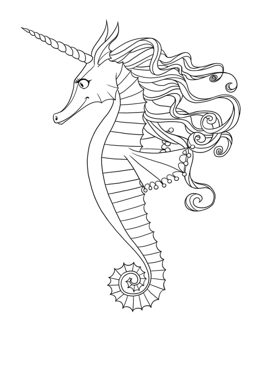 Desenhos de Cavalo-marinho Unicórnio para colorir