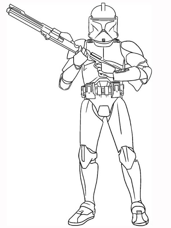 Clone Trooper segurando Arma para colorir