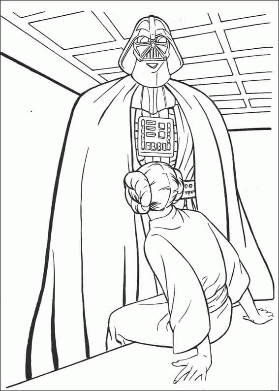 Darth Vader e a Princesa Leia para colorir