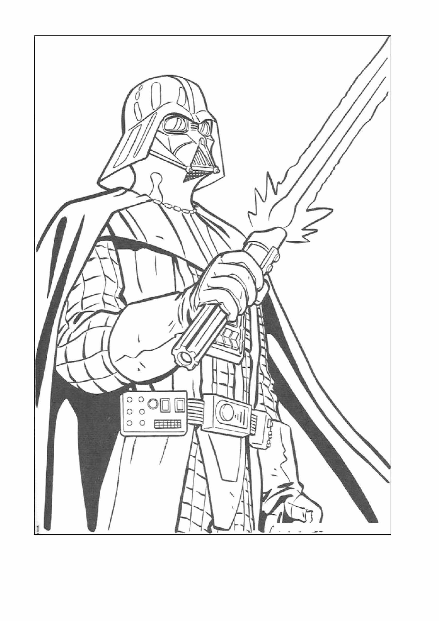 Darth Vader segurando a Espada para colorir