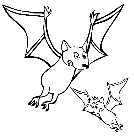 Desenhos de Dois Morcegos de Desenho Animado para colorir