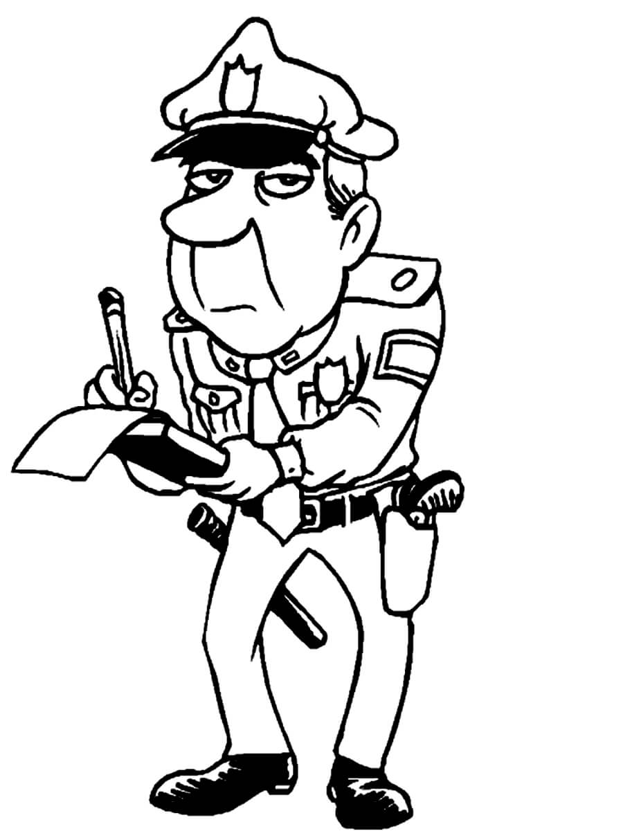 Desenhos de Escrita Engraçada de Policial para colorir