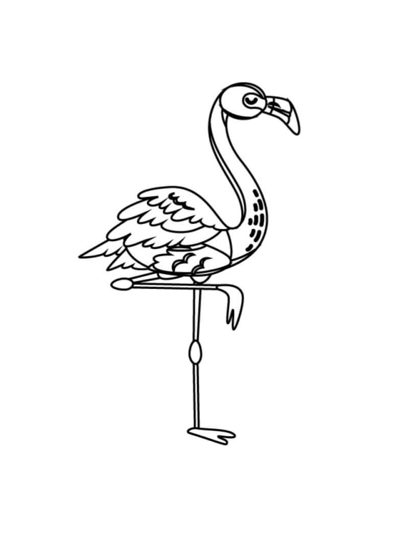 Flamingo de perna Dobrada para colorir