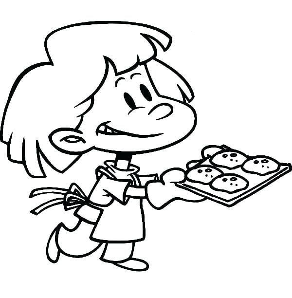 Garota Segurando um Prato de Biscoitos para colorir