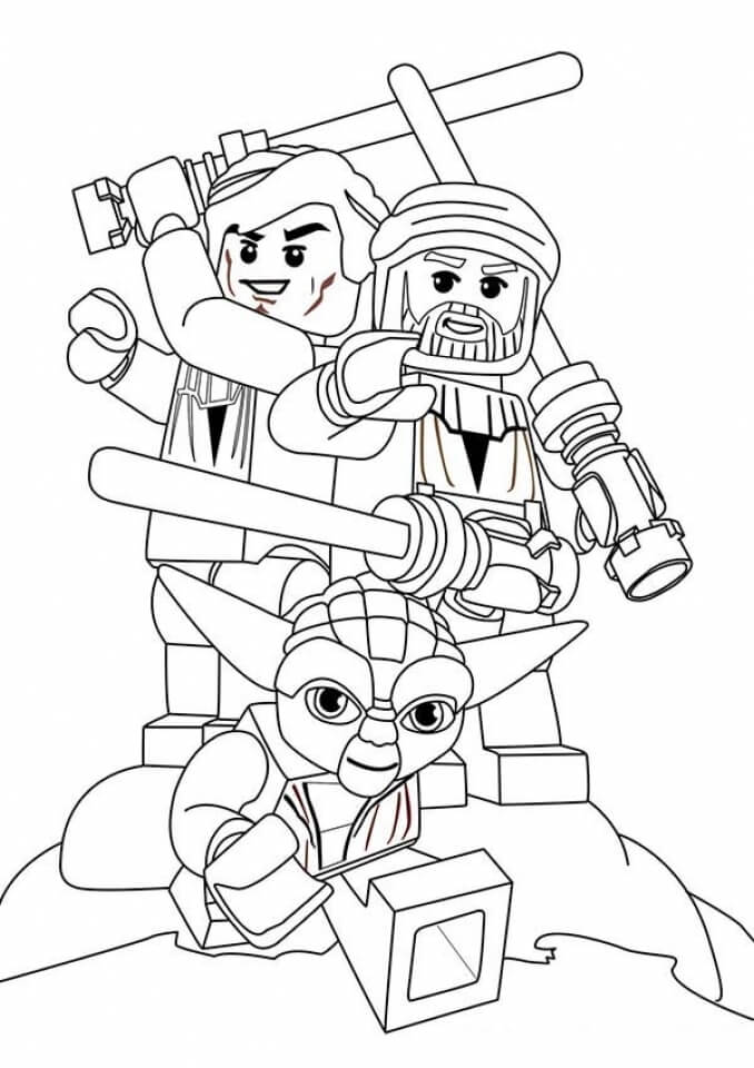 Lego Yoda e Amigos para colorir