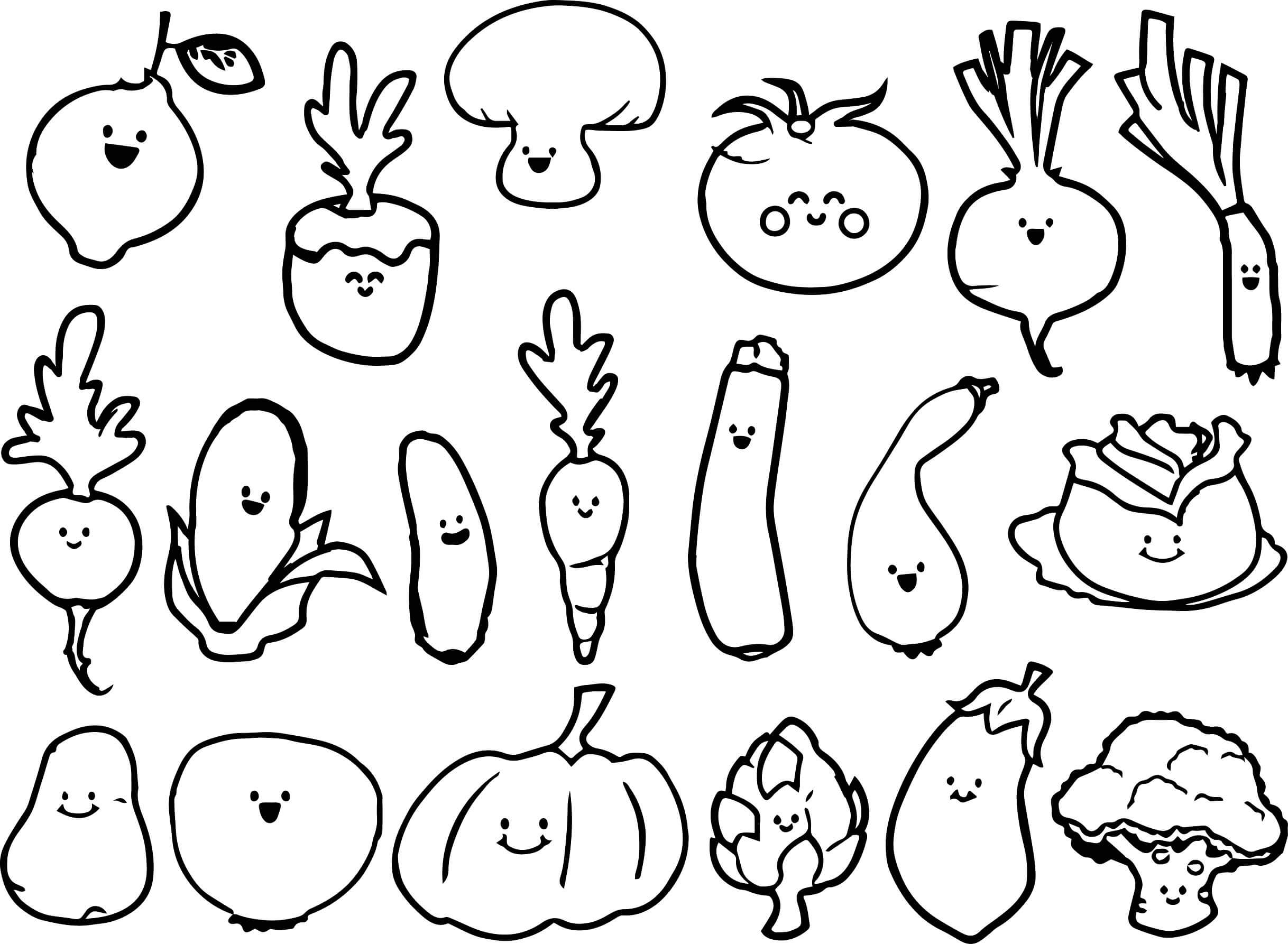 Desenhos de Legumes Fofos para colorir