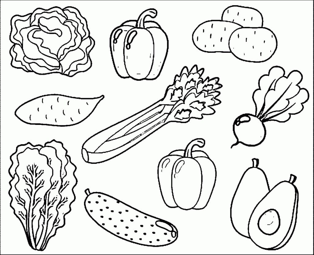 Desenhos de Legumes Simples para colorir