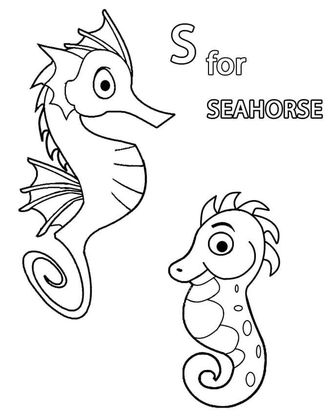 Desenhos de Letra S para Cavalo-marinho para colorir