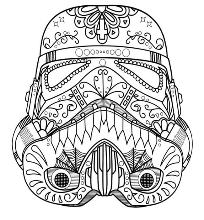 Desenhos de Mandala da Máscara de Darth Vader para colorir