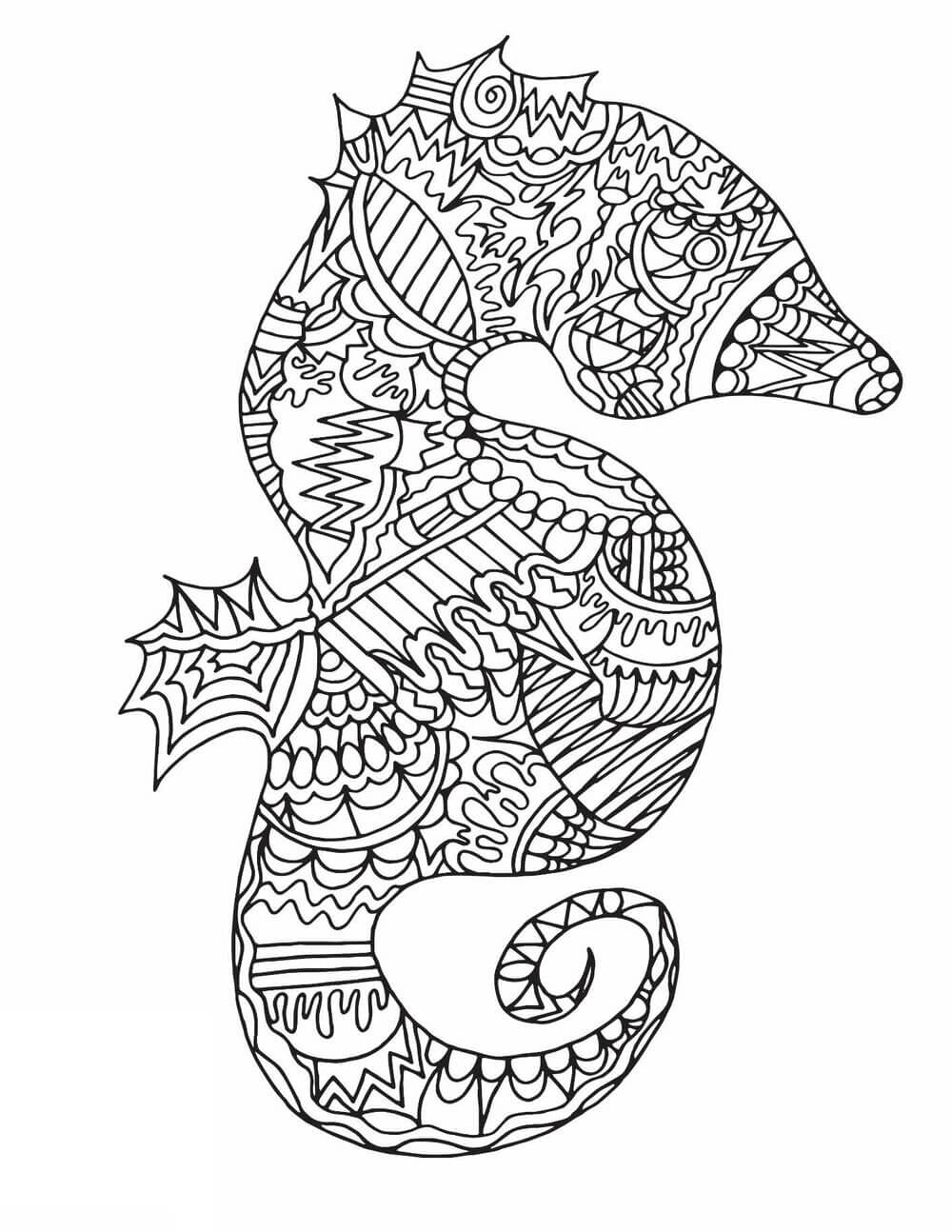 Desenhos de Mandala de Cavalo-marinho para colorir