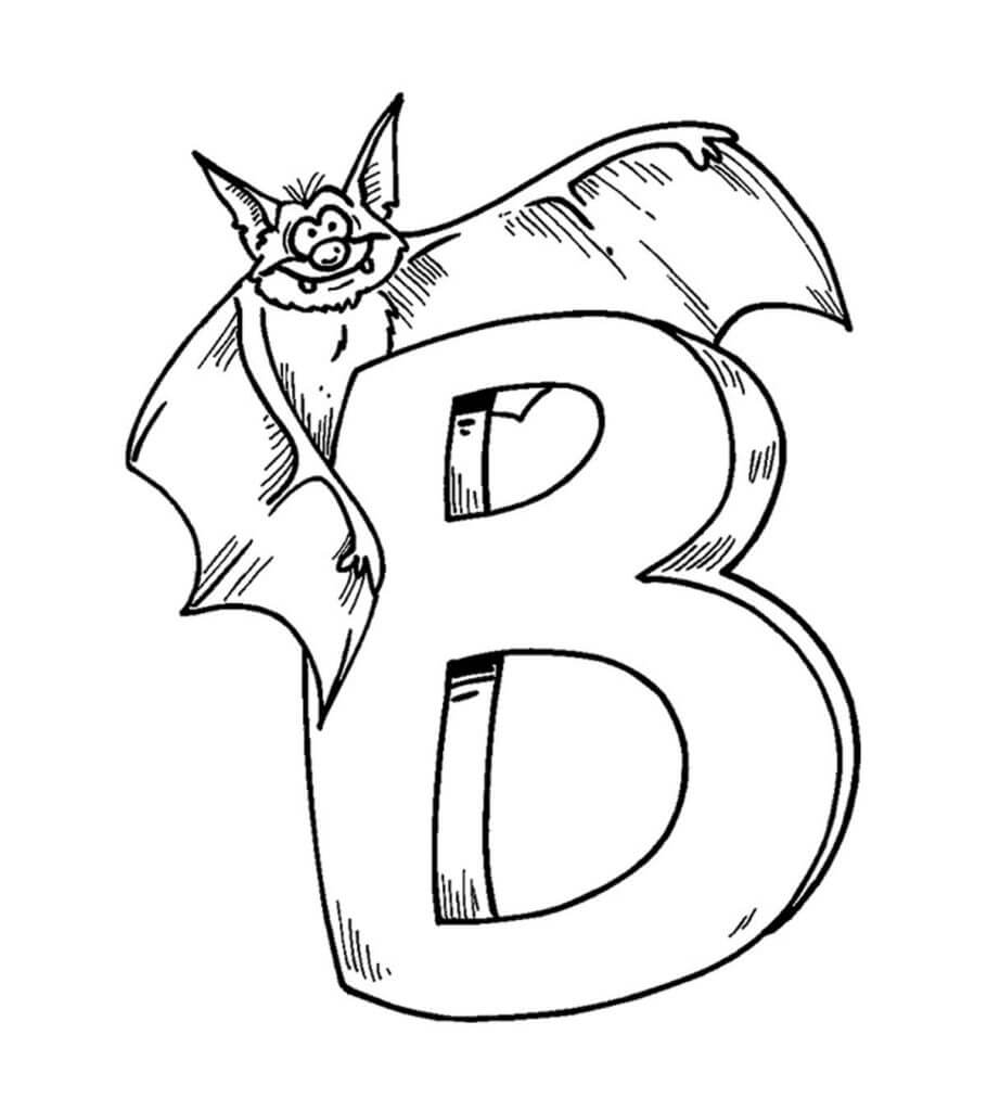 Desenhos de Morcego com a Letra B para colorir
