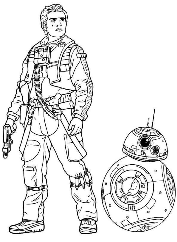Desenhos de Poe Dameron e BB-8 para colorir