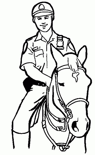 Policial Andando a Cavalo para colorir