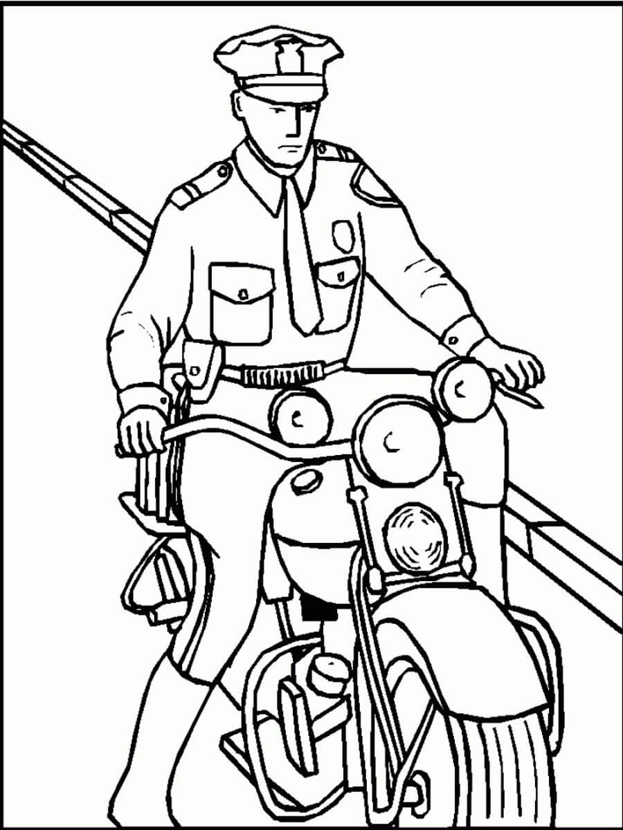 Policial Andando de Moto para colorir